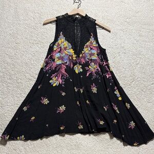 Free People Black Floral Midi Dress